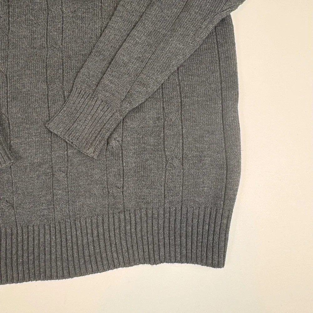 Oscar de la Renta Gray Cable‎ Knit Sweater Mens Medium Luxury Cotton